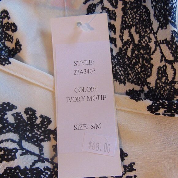 NWT JADE Ivory & Black V Neck Flowy Lightweight Open Arm Floral Tunic Size S/M - Picture 9 of 10